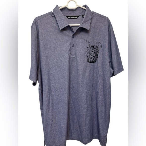 Travis Mathew Polo Golf Shirt Performance XL Blue Pineapple Pina Colada NWOT - Picture 1 of 5
